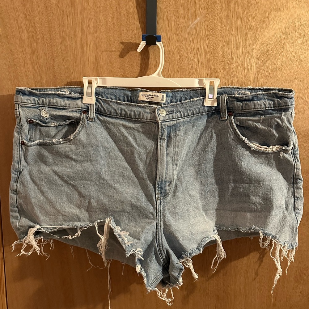 Abercrombie & Fitch Light Blue Frayed Jean Shorts